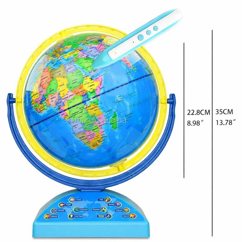 Globe terrestre éducatif interactif avec stylo parlant et carte politique multilingue