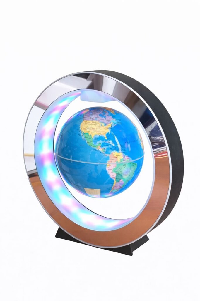 Globe terrestre design lumineux, objet de décoration intérieure moderne et technologique